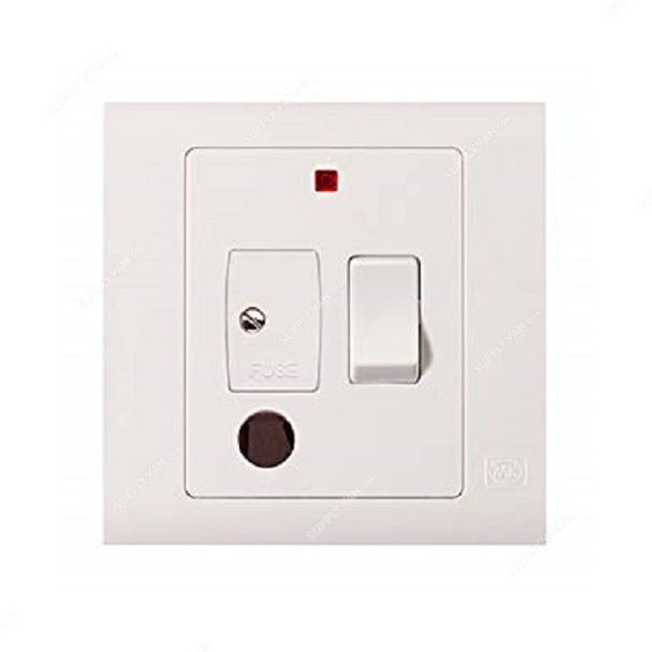 MK 13A Switched Fused Connection Unit with Neon Indicator MV1070WHI, Safety-Enhanced Electrical Socket with Built-in Fuse and Power Indicator, Rated at 13A for Secure Home or Workshop Use